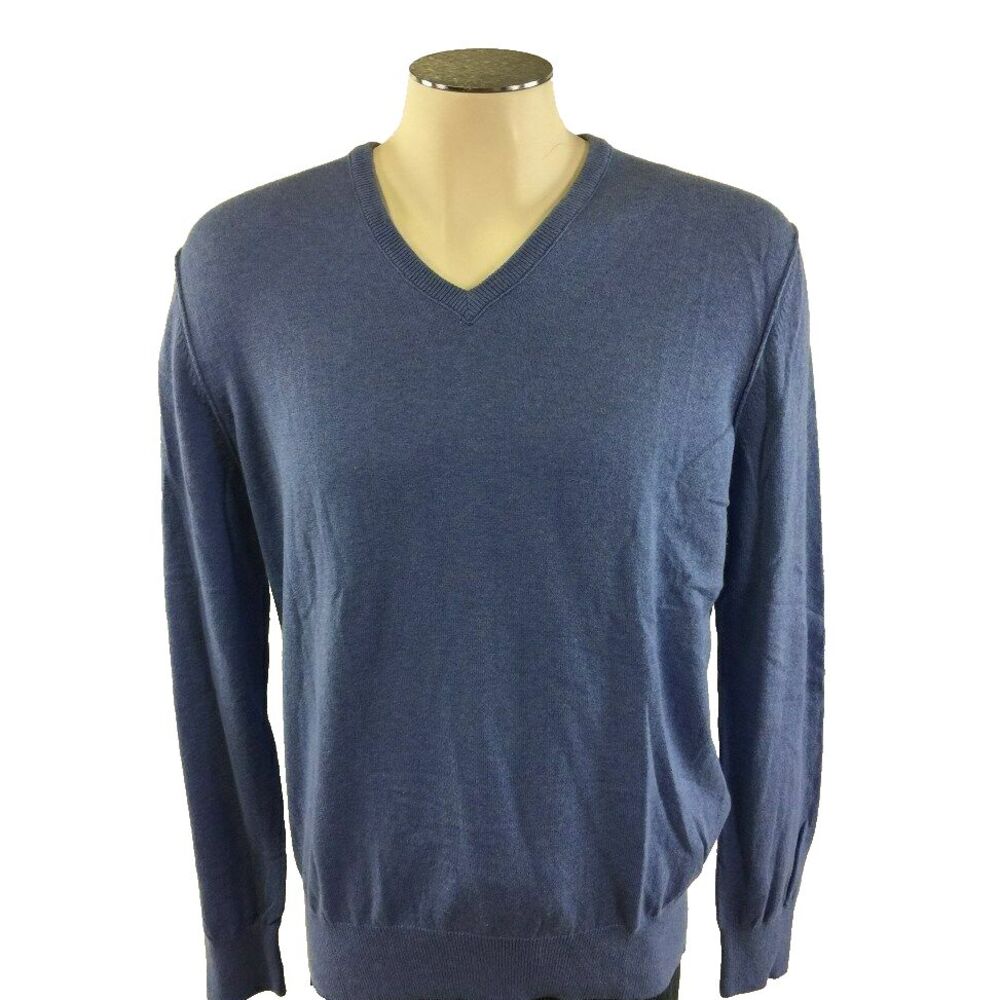 Banana Republic Cashmere Cotton VNeck Sweater M Blue Golf Mens